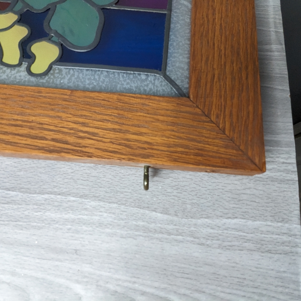 Vintage Wood Framed House Plants Large Stained Glass - Picture 10 of 14